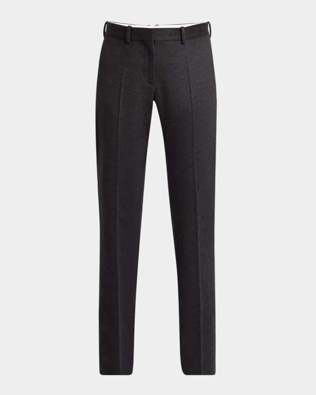 Selvie Brushed Cashmere-Silk Straight-Leg Pants